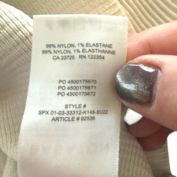 Aritzia Babaton Sculpt Knit Squareneck Cropped Top Ribbed Cream SL - Size M - Picture 7 of 8